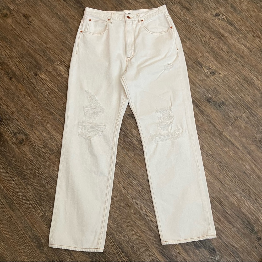 SLVRLAKE Dakota Ivory Destructed Jeans Size 30 - Picture 3 of 14